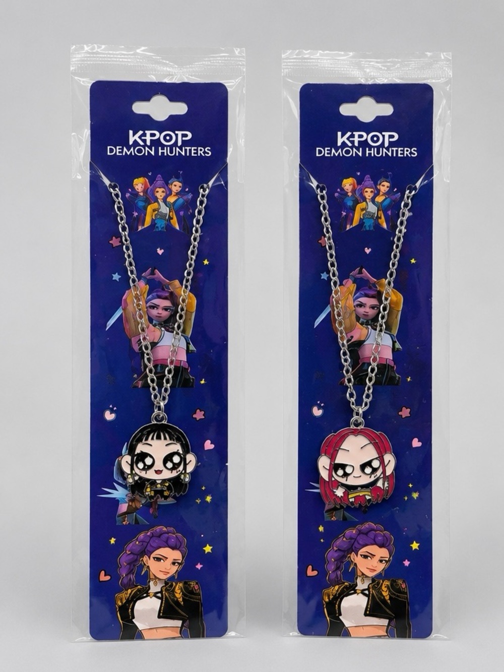 KPOP Demon Hunters Zoey & Mira Character Necklaces – Set of 2